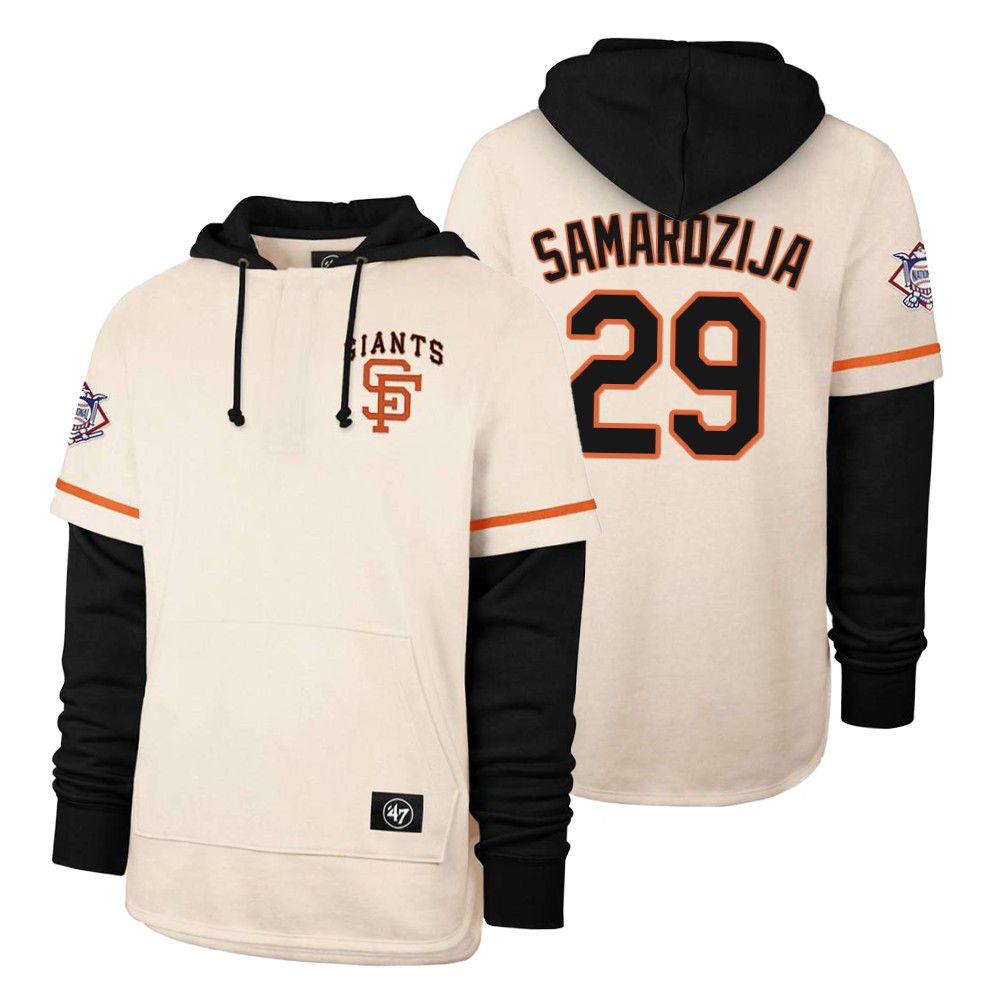 Men San Francisco Giants #29 Samardzija Cream 2021 Pullover Hoodie MLB Jersey->san francisco giants->MLB Jersey